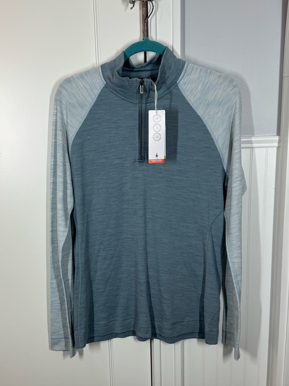 Smartwool Classic Thermal Merino 1/4-Zip Baselayer Women's xl lead blue gray nwt